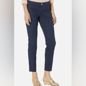LILLY  PULITZER Women Kelly Textured Ankle Pant Navy Blue Casual Sz 6